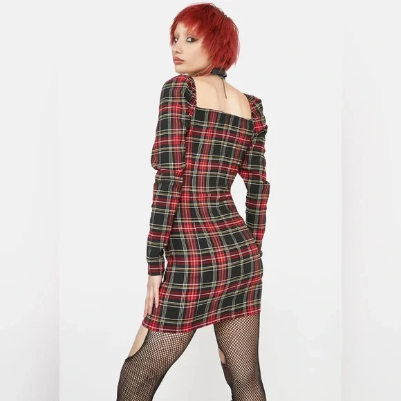 Punk Rave Plaid Mini Dress - Picture 3 of 3